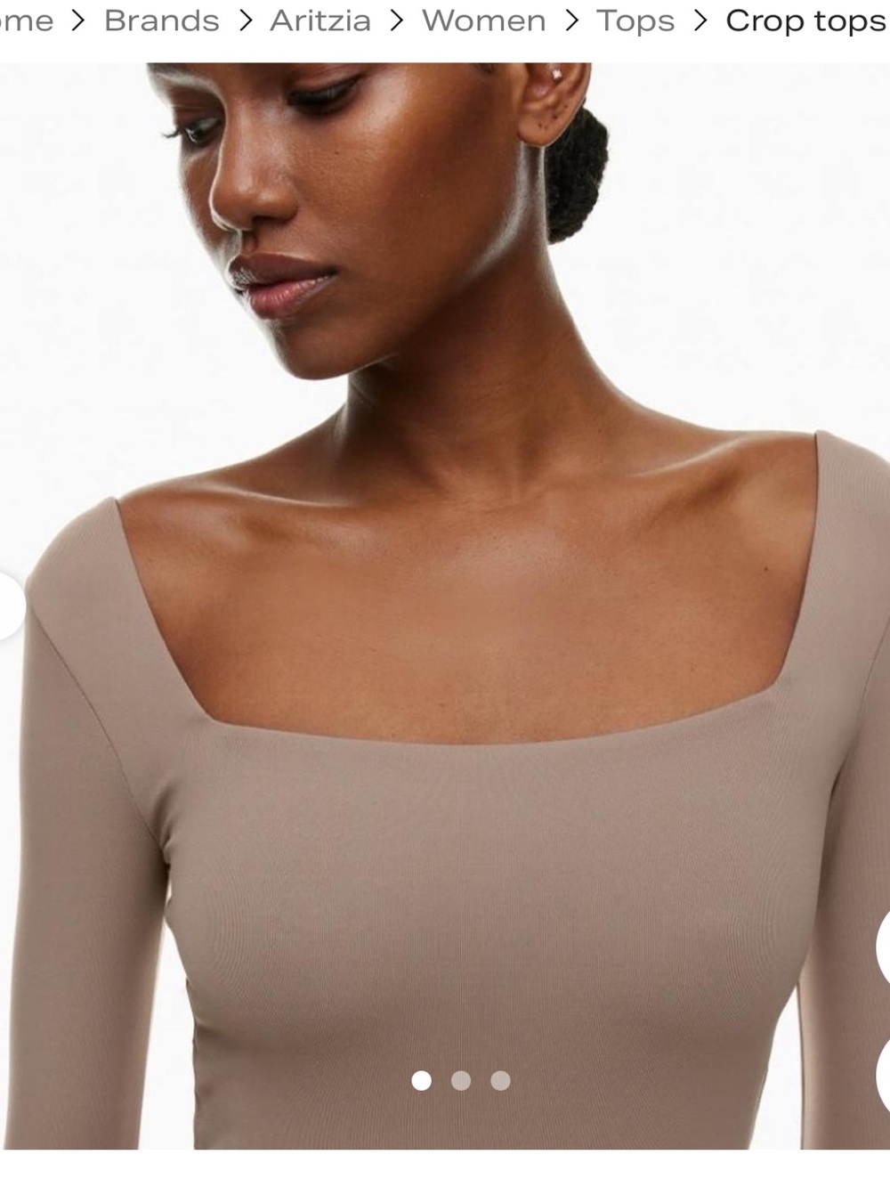 Aritzia Taupe Square-Neck Crop Top